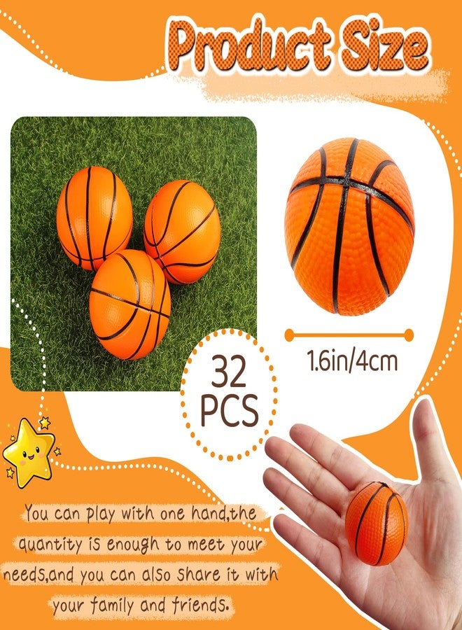 Xeehwb 32 PCS Basketball Stress Balls,Small Soft Foam Squeeze Basketballs,Squeeze Anxiety Relief for Basketball Sports Game Kids,Basketball Party Decoration(1.6 inch) - Image 2